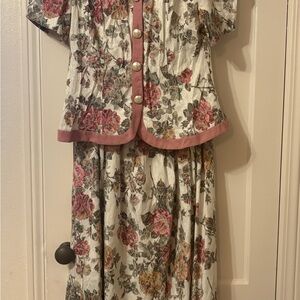 Vintage Quintessential 80’s Floral Blouse and Matching Skirt